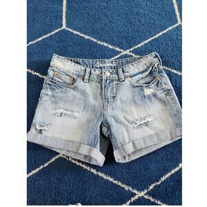 Aeropostale Women's Boyfriend Light Wash Denim Shorts 6